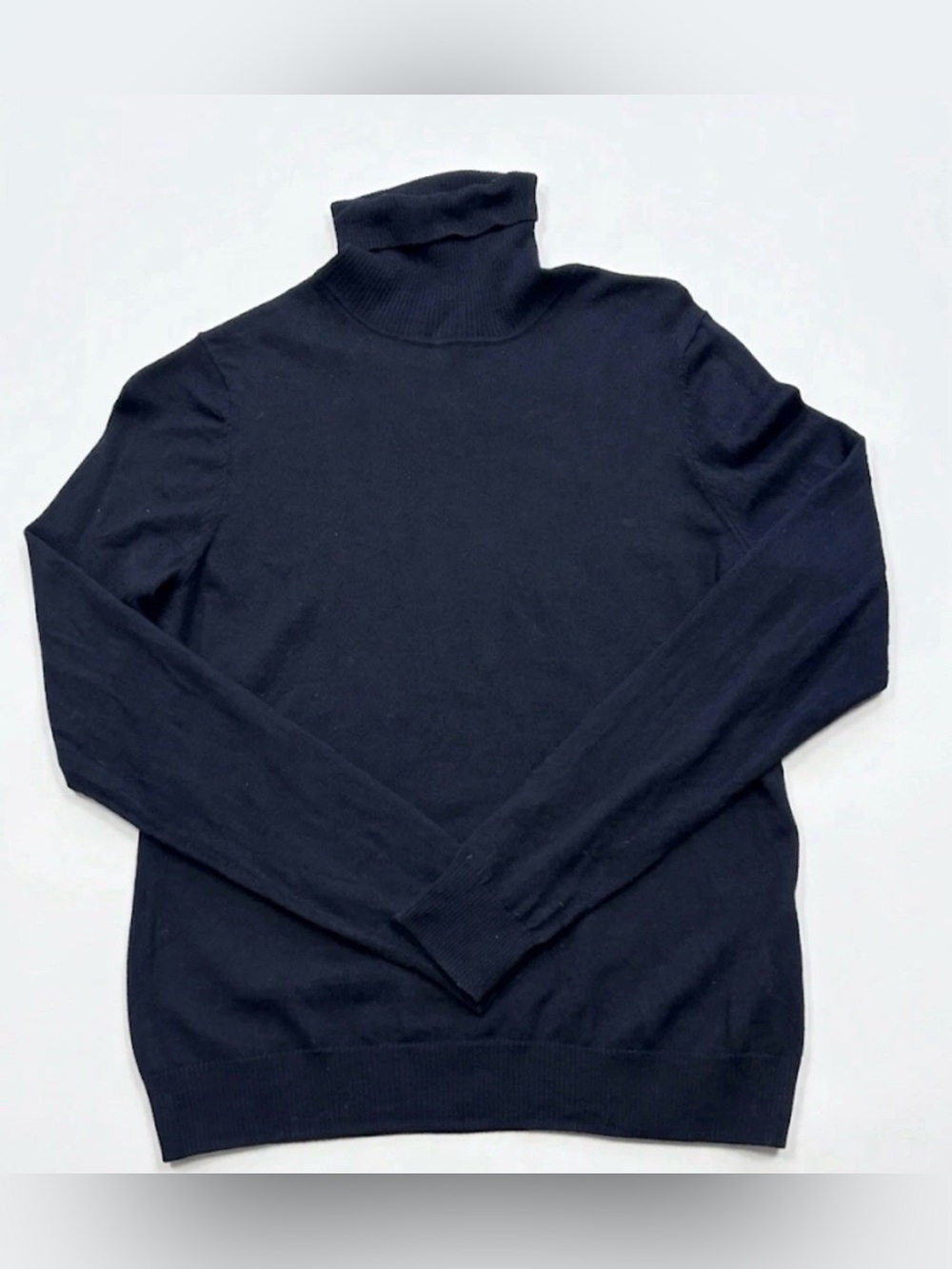 Brooks Brothers Navy Turtleneck Sweater Extra-Fine Italian Merino Wool Large